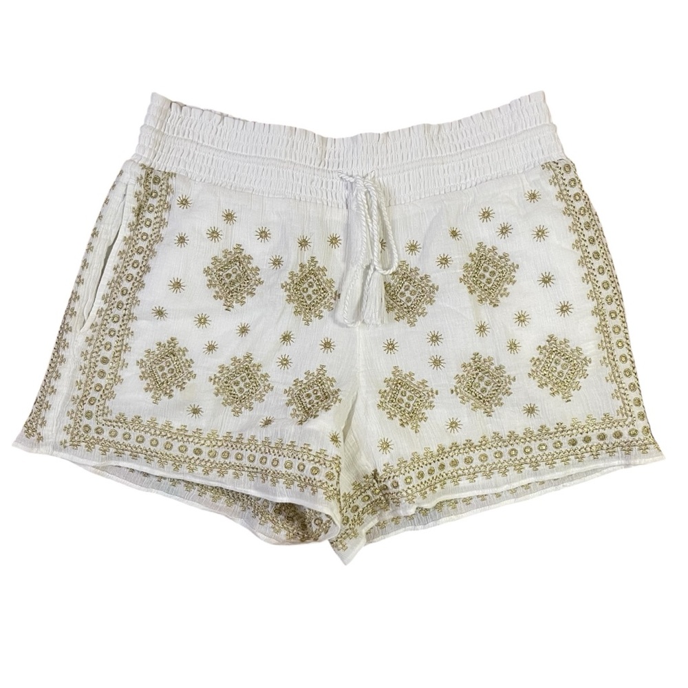 J. Crew High Waist‎ White and Gold Shorts Lined